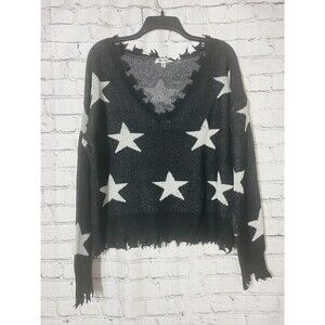 Vigoss Women's V-Neck Sweater Black Long Sleeves Size Large